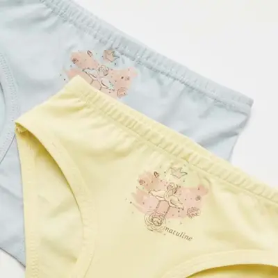 Natuline Organik Kız Külot Likralı Queen Swan 2li Açık Mavi - Sarı - 2