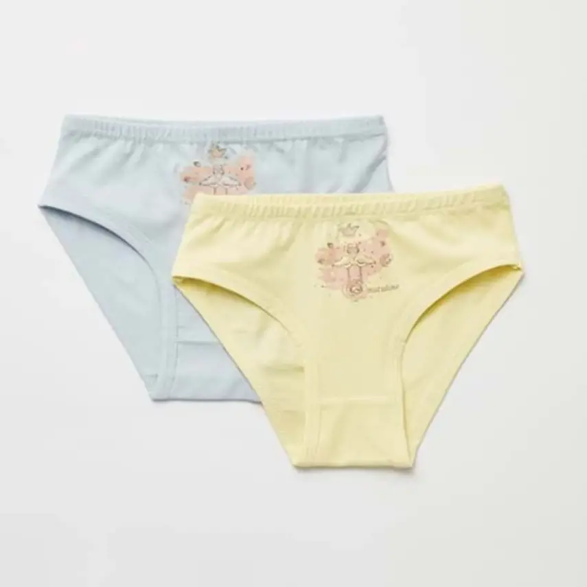 Natuline Organik Kız Külot Likralı Queen Swan 2li Açık Mavi - Sarı - 1