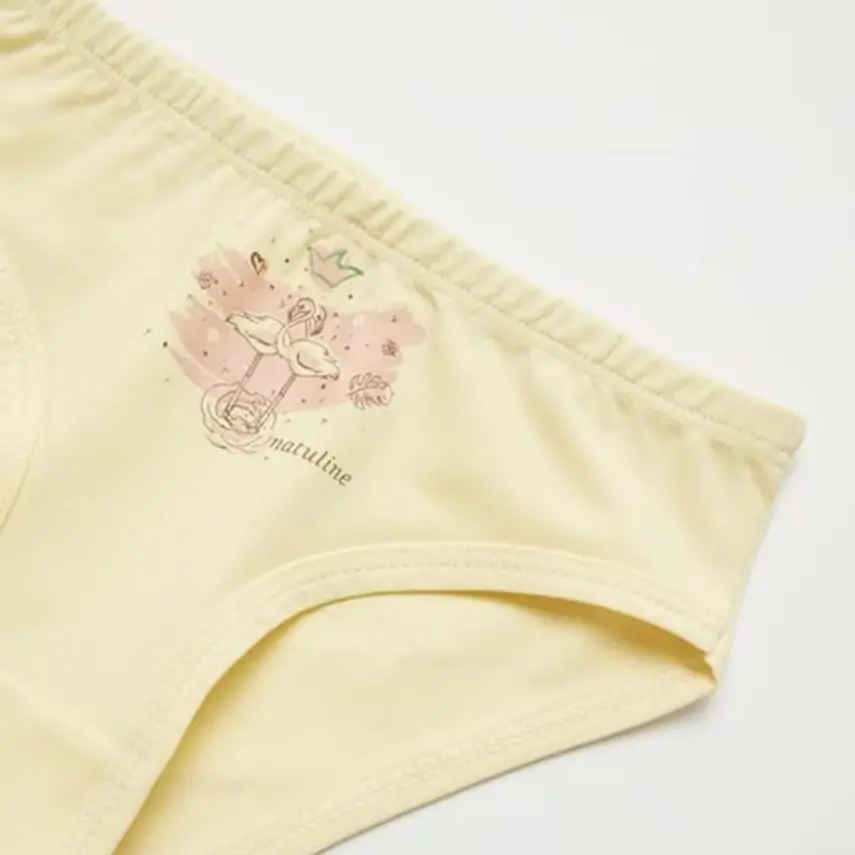 Natuline Organik Kız Külot Likralı Queen Swan 2li Açık Mavi - Sarı - 5