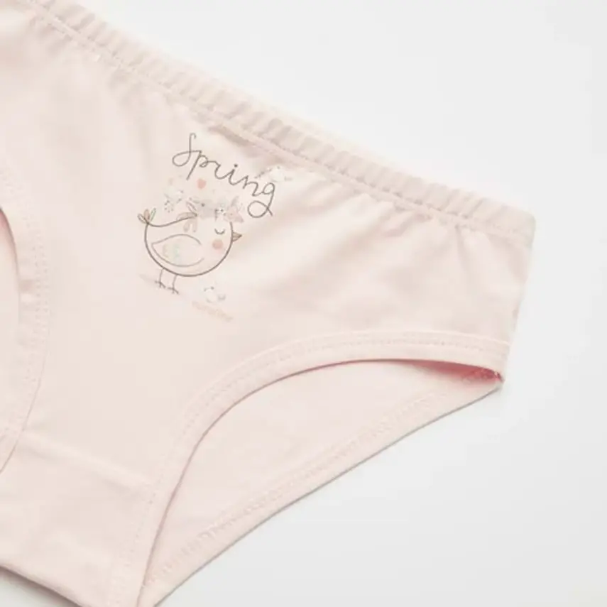 Natuline Organik Kız Slip Likralı Spring Bird 2li Pembe - Ekru - 3