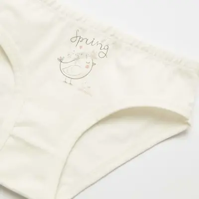 Natuline Organik Kız Slip Likralı Spring Bird 2li Pembe - Ekru - 4