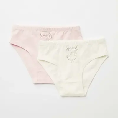 Natuline Organik Kız Slip Likralı Spring Bird 2li Pembe - Ekru