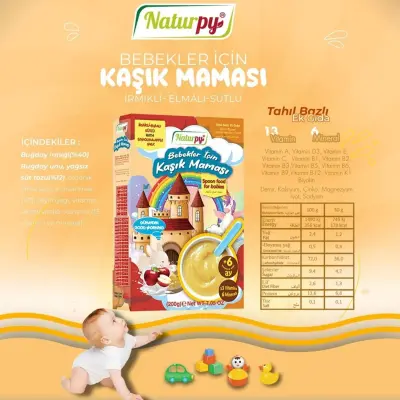 Naturpy 6 Tahıllı Sütlü İrmik ve Elmalı Kaşık Maması 200 gr - 3