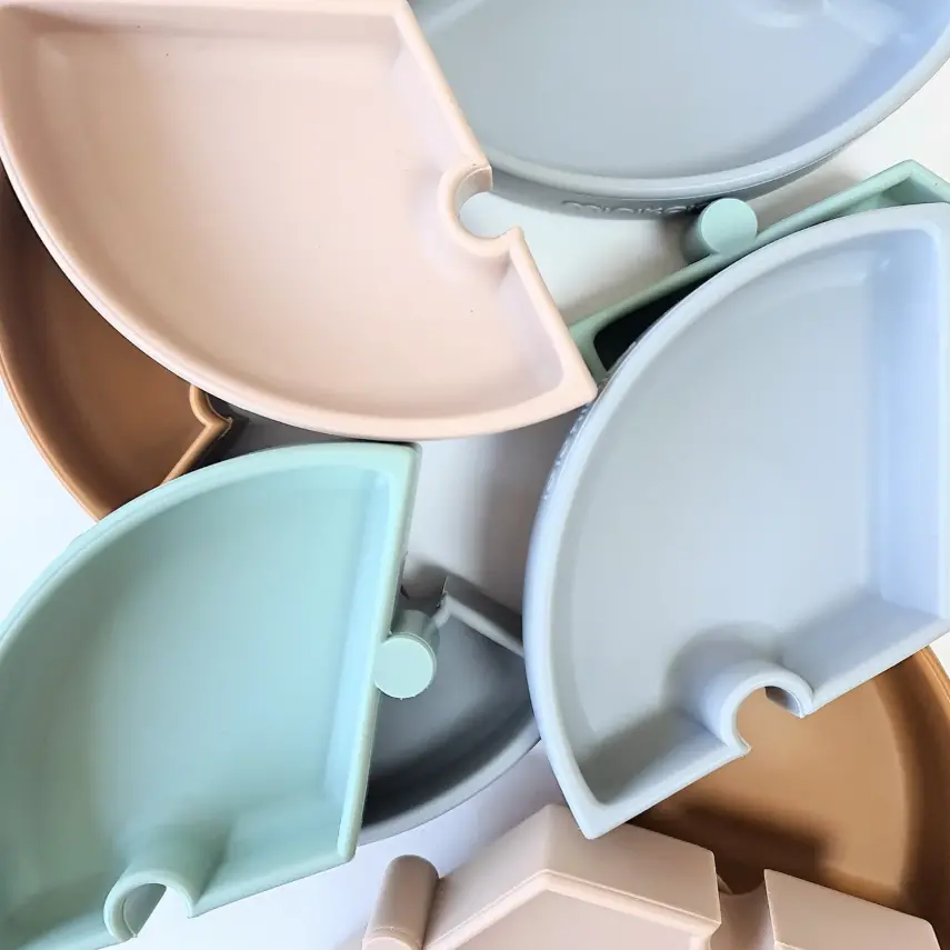 OiOi Puzzle Vakumlu Mama Tabağı Mellow Yellow - Powder Grey - 9