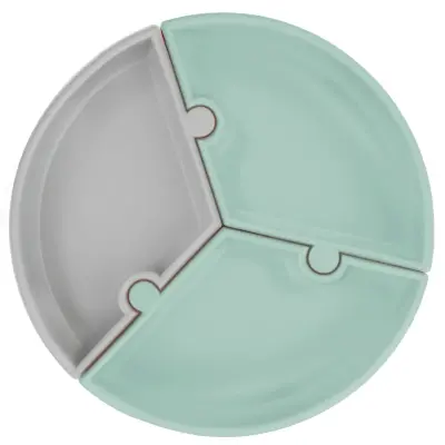 OiOi Puzzle Vakumlu Mama Tabağı River Green -  Powder Grey 