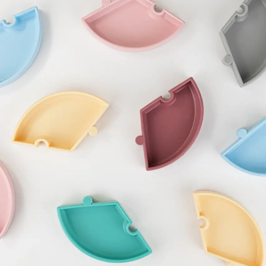 OiOi Puzzle Vakumlu Mama Tabağı River Green -  Powder Grey - 2