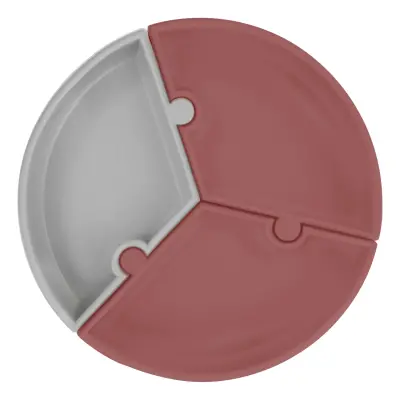 OiOi Puzzle Vakumlu Mama Tabağı Velvet Rose - Powder Grey - 3