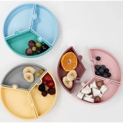 Oioi Puzzle Vakumlu Mama Tabağı+OiOi Püre Meyve Ve Sebze Alıştırıcı River Green - Powder Grey - 2