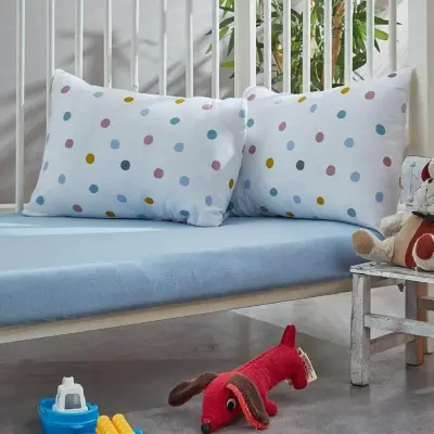 Penye Bebek Çarşaf Ve Yastık Kılıfı Ponpon 60*120 (1)