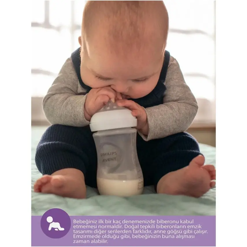 Philips Avent Doğal Tepkili PP Biberon 260ml 1+ Ay Mavi - 7