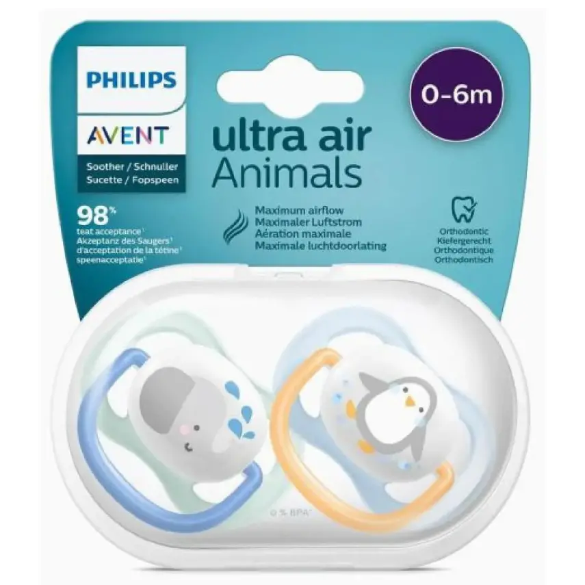 Philips Avent  Ultra Air Silikon Emzik 0-6 Ay Erkek SCF080/05 - 1
