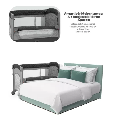 Pierre Cardin Luna Anne Yanı Oyun Parkı 60x100 cm Gri - 2