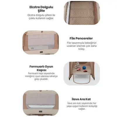 Pierre Cardin Luna Anne Yanı Oyun Parkı 60x100 cm Kahve - 3