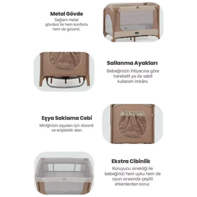 Pierre Cardin Luna Anne Yanı Oyun Parkı 60x100 cm Kahve - 4