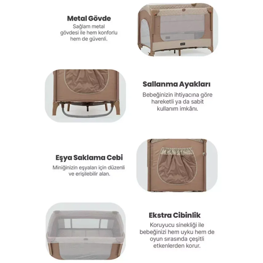 Pierre Cardin Luna Anne Yanı Oyun Parkı 60x100 cm Kahve - 4