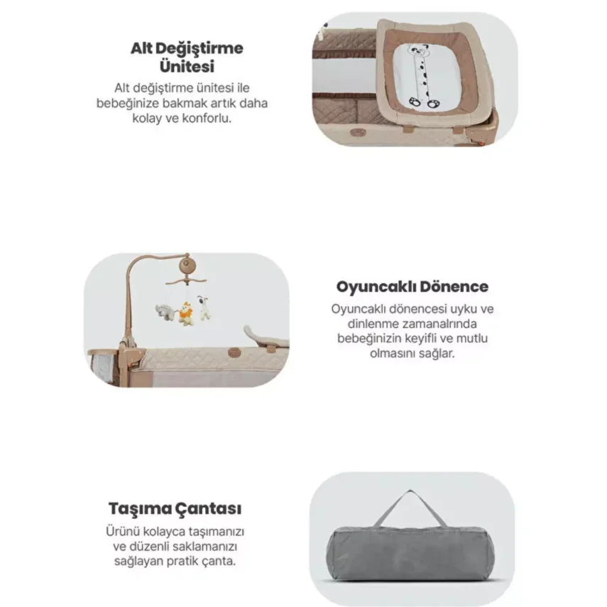 Pierre Cardin Luna Anne Yanı Oyun Parkı 60x100 cm Kahve - 5