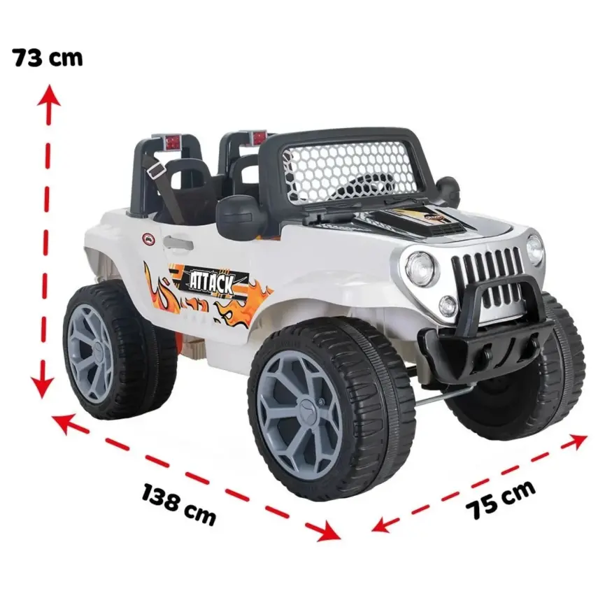 Pilsan Attack Çift Kişilik 12 Volt Kumandalı Akülü Araba - 3