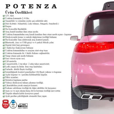 Potenza Akülü Araba Kumandalı 4*2 12 Volt Pembe - 4