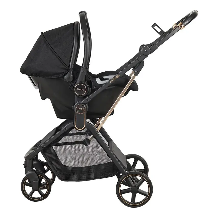 Prego Arteon Çift Yönlü Travel Sistem- Seyahat Sistem Hafif Kolay Katlanabilir Bebek Arabası Siyah 2244  - 5