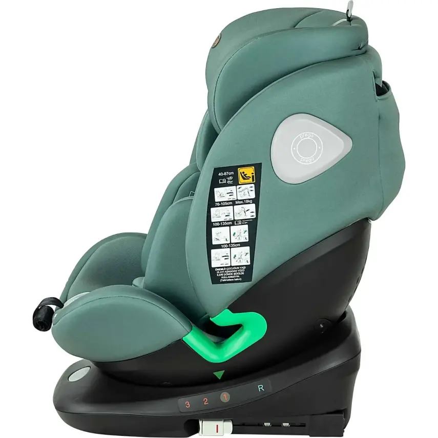Prego Tronfix 360° Dönebilen Isofixli I-Size Oto Koltuğu 0-36 Kg Yeşil Q9004 - 7