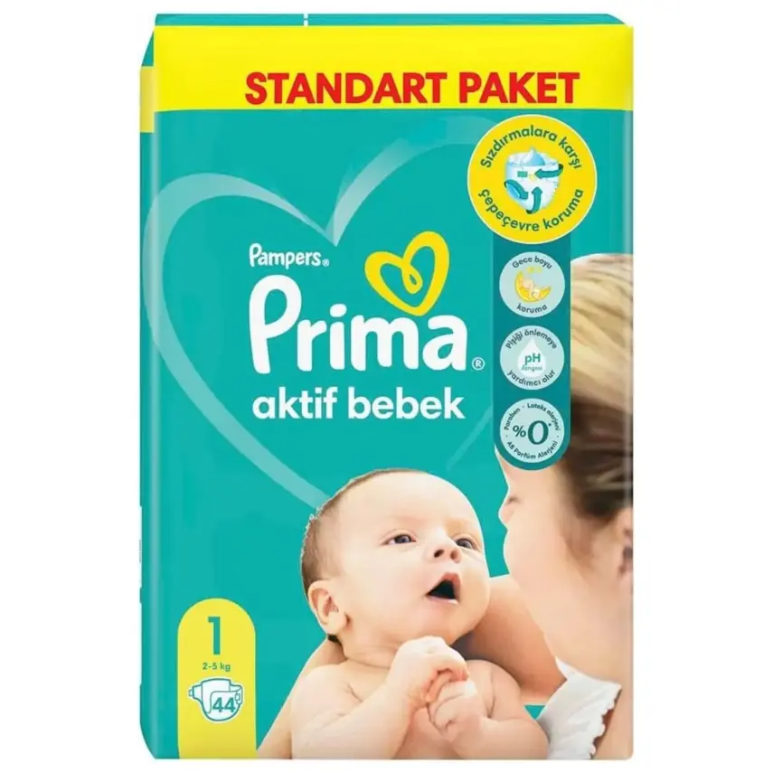 Prima Aktif Bebek Bezi 1 Beden Yenidoğan 2-5 Kg 44'lü Mini Fırsat Paketi - 1