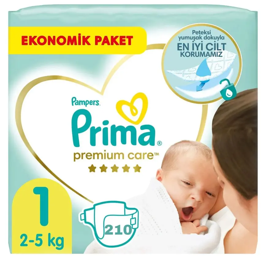Prima Premium Care Bebek Bezi 1 Beden Yenidoğan Ekonomik Paket 210lu - 1