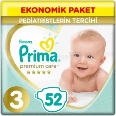 Prima Premium Care Bebek Bezi 3 Beden Midi 6-10 Kg 52Li Ekonomik Bm Care Sensitive Islak Mendilli Av - 2