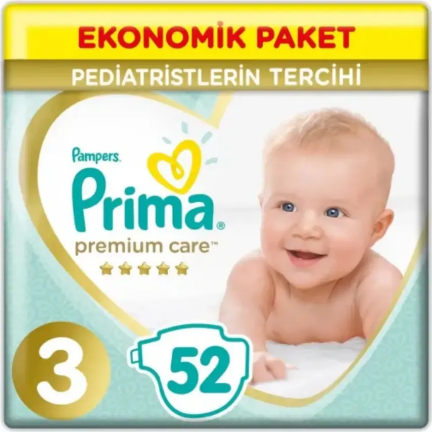 Prima Premium Care Bebek Bezi 3 Beden Midi 6-10 Kg 52Li Ekonomik Bm Care Sensitive Islak Mendilli Av - 2