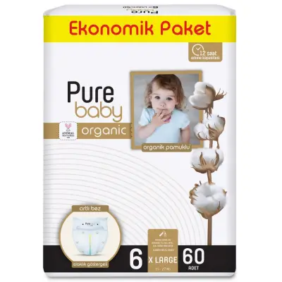 Pure Baby Organik Bebek Bezi 6 Beden XL 60lı