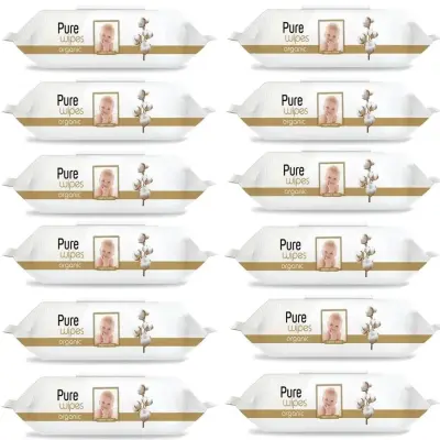 Pure Baby Organik Pamuklu Bebek Islak Havlu 90lı x12 - 1