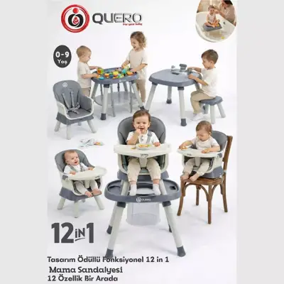 Quero Yummy 12 in 1 Fonksiyonel Mama Sandalyesi Antrasit - 3