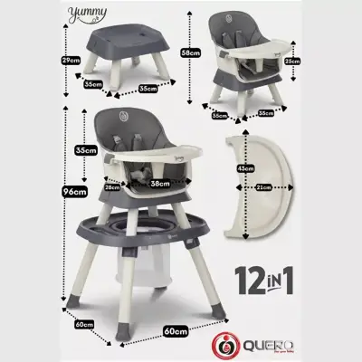 Quero Yummy 12 in 1 Fonksiyonel Mama Sandalyesi Antrasit - 4