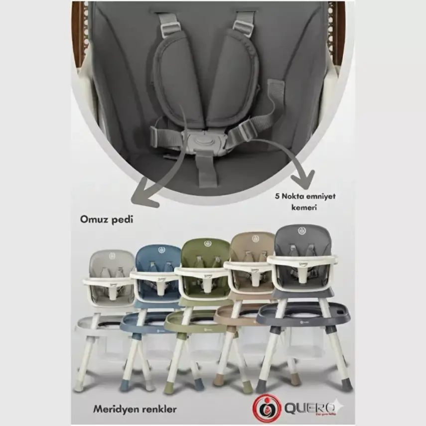 Quero Yummy 12 in 1 Fonksiyonel Mama Sandalyesi Bej - 5
