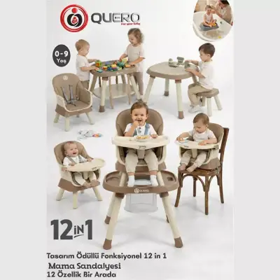 Quero Yummy 12 in 1 Fonksiyonel Mama Sandalyesi Bej - 2