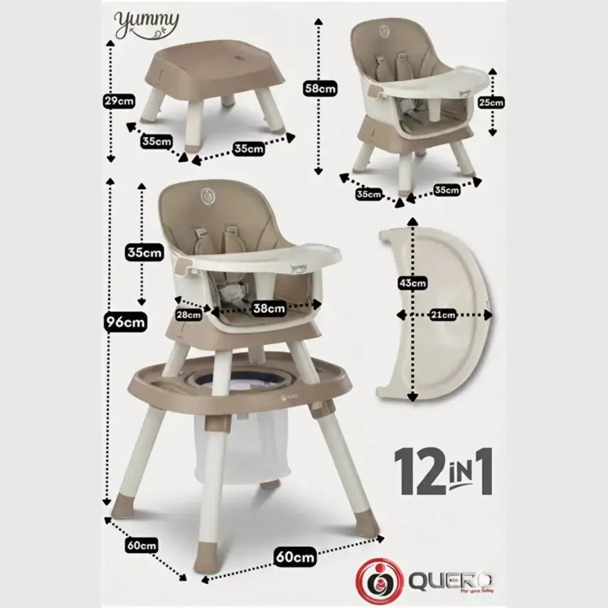Quero Yummy 12 in 1 Fonksiyonel Mama Sandalyesi Bej - 3