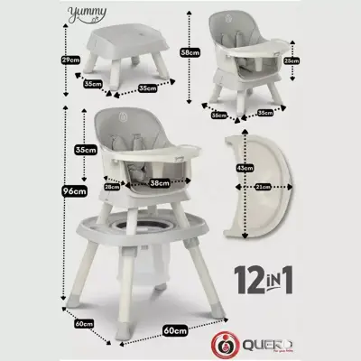 Quero Yummy 12 in 1 Fonksiyonel Mama Sandalyesi Gri - 4