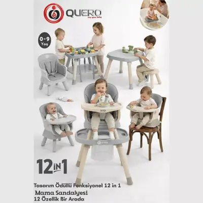 Quero Yummy 12 in 1 Fonksiyonel Mama Sandalyesi Gri - 3