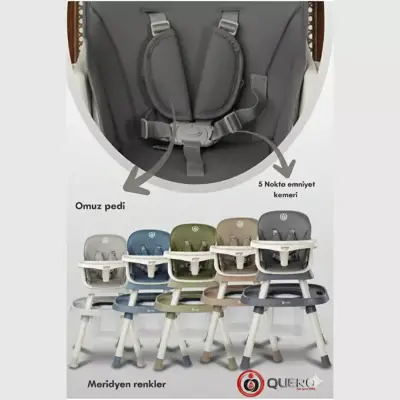 Quero Yummy 12 in 1 Fonksiyonel Mama Sandalyesi Mavi - 6