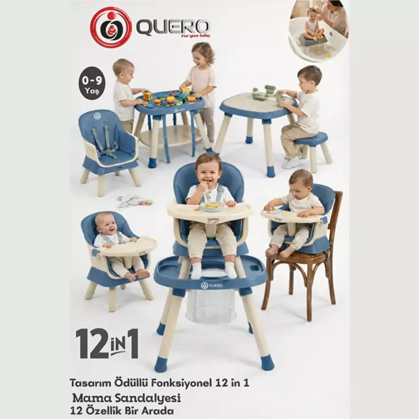 Quero Yummy 12 in 1 Fonksiyonel Mama Sandalyesi Mavi - 5