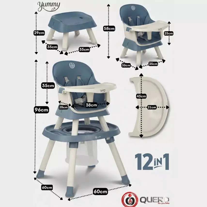 Quero Yummy 12 in 1 Fonksiyonel Mama Sandalyesi Mavi - 4