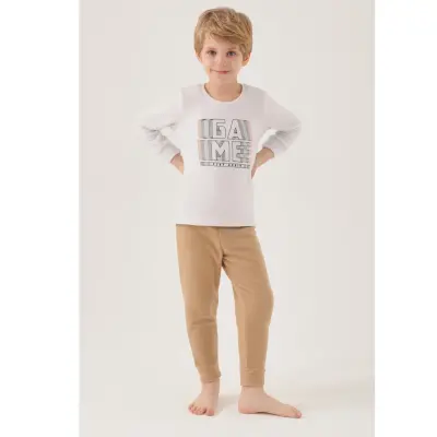 RolyPoly Erkek Çocuk Pijama Takımı Vizon