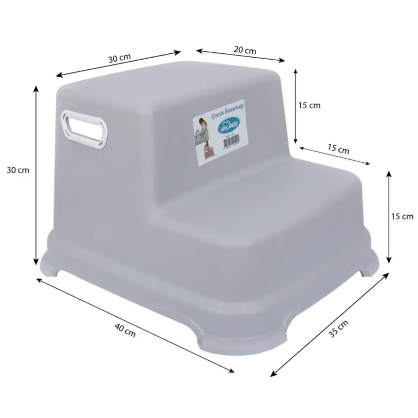 Sevi Bebe Çift Katlı Çocuk Basamağı Gri - 3