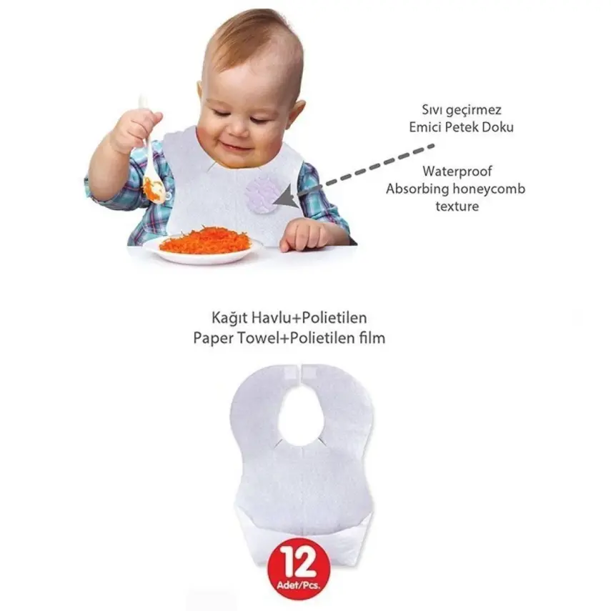 Sevi Bebe Kağıt Mama Önlüğü 12li - 2