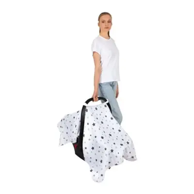 Sevi Bebe Müslin Ana Kucağı Örtüsü Yıldız Yağmuru Gri - 3