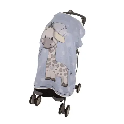 Sevi Bebe Müslin Bebek Arabası Örtüsü Pano Baskılı Zürafa 