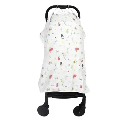 Sevi Bebe Müslin Bebek Arabası Örtüsü Sevimli Böcekler 