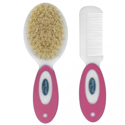 Sevi Bebe Naturel Fırça Tarak Seti Pembe - 2