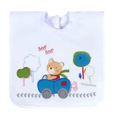 Sevi Bebe Yapışkanlı Havlu Mama Önlüğü Arabalı Ayı