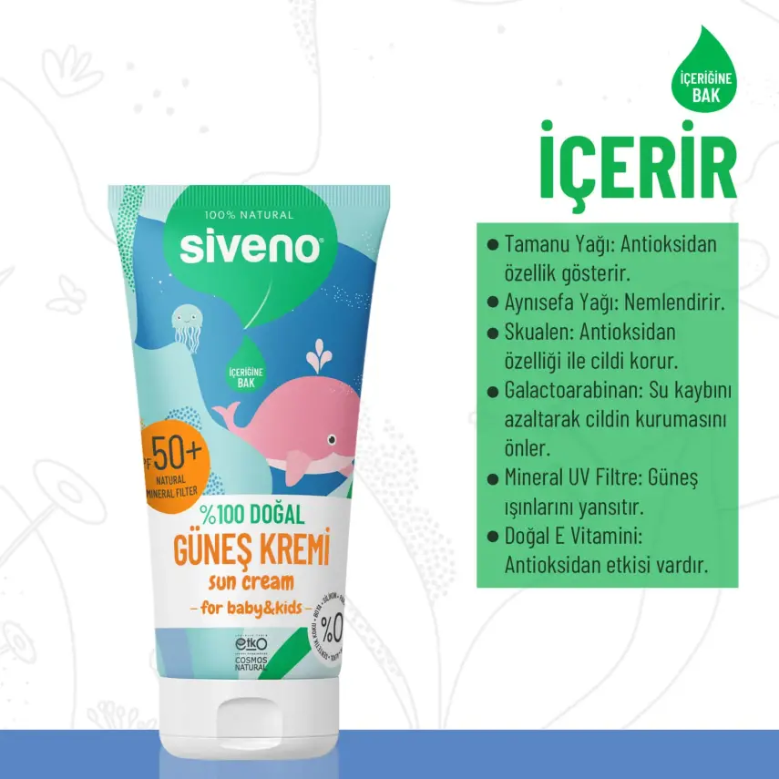 Siveno %100 Doğal Bebekler İçin Güneş Kremi 50 ml - 6