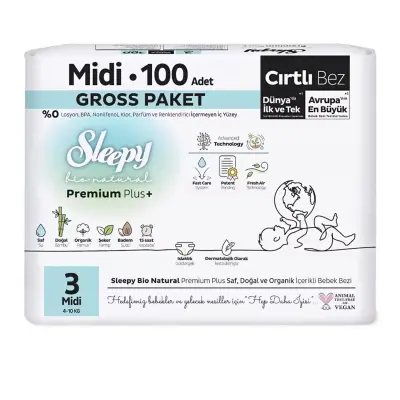 Sleepy Bebek Bezi Bio Natural 3 Numara Midi 100lü Gross Paket - 6